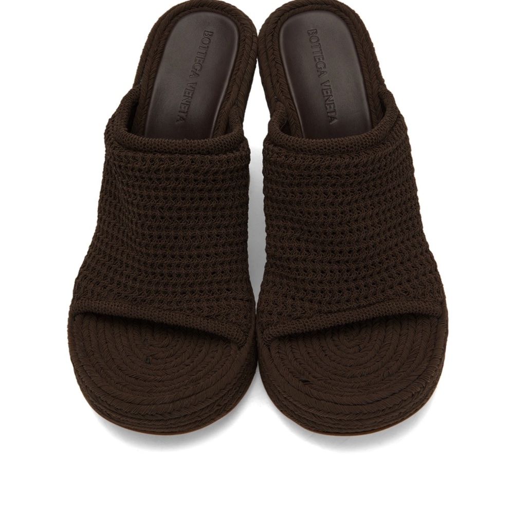 NEW IN BOX BOTTEGA VENETA BROWN KNIT WEDGR SOZE 37